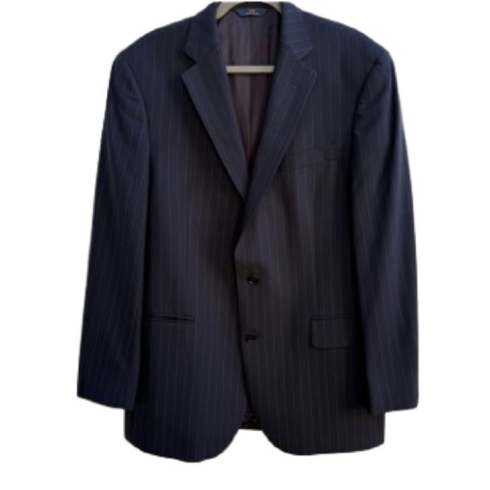 Brooks Brothers 346 Men’s 42L Navy Pinstripe Blazer Wool Blend 2-Button Jacket - Picture 2 of 8